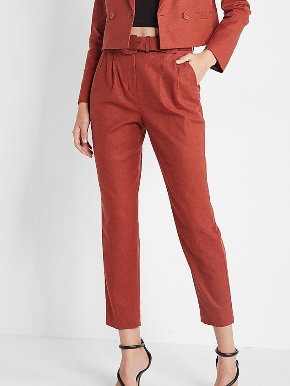 Express Super High Waisted Linen-Blend Belted Ankle Pant
NWT